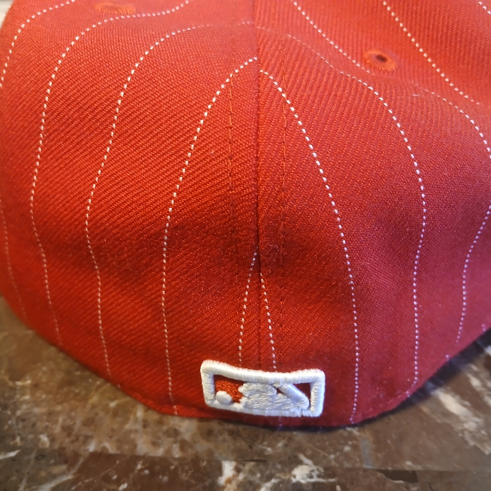 New Era Red Pinstripe Baseball Cap - Picture 5 of 11